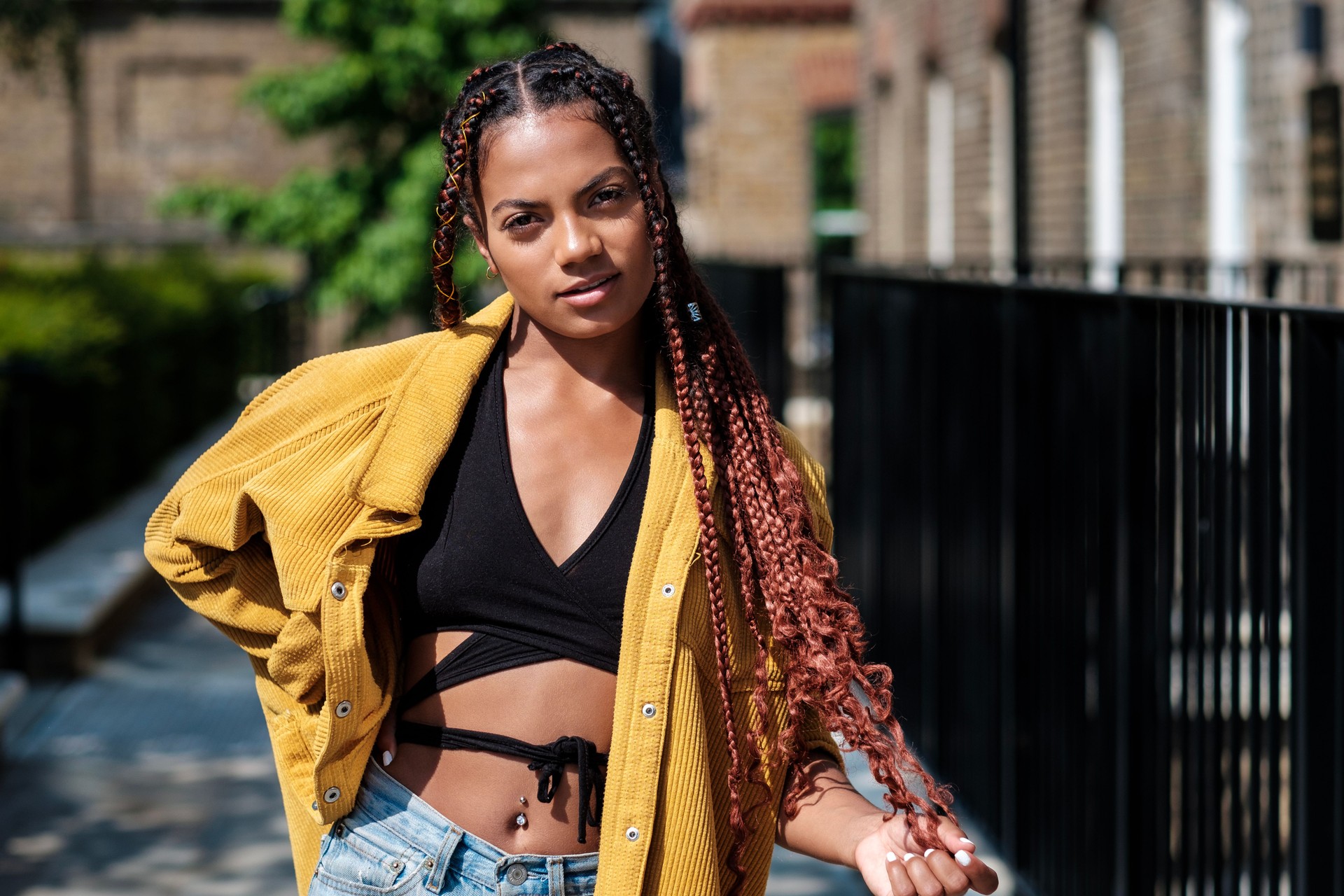 Young woman with cool hair posing.